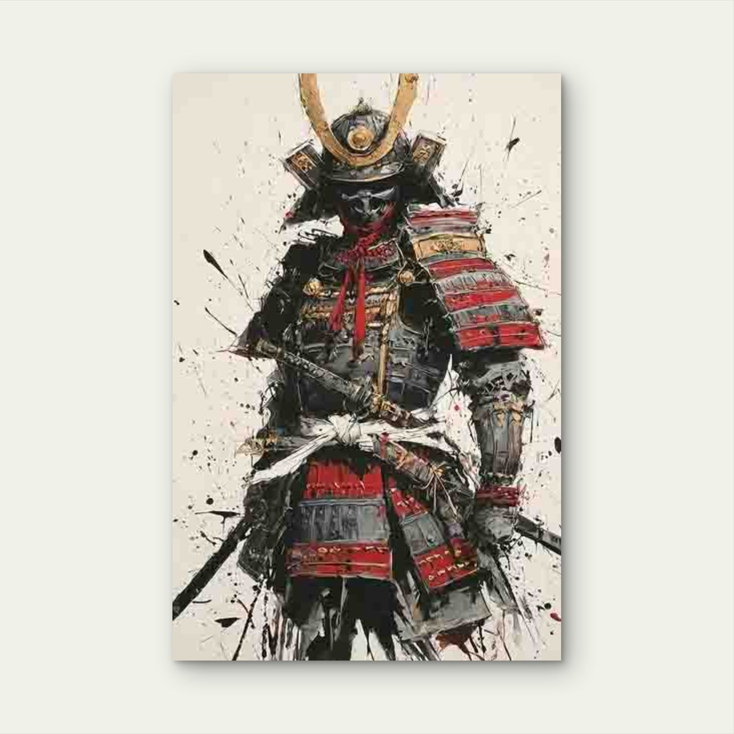 Samurai Japanese Male Warrior 40x60cm Metal Print Ready to Hang - Bella Home Decor