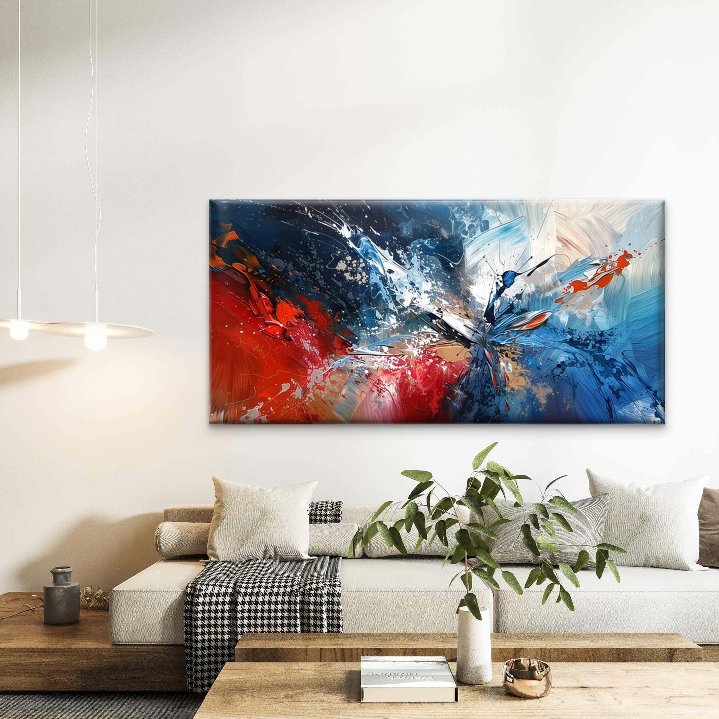 Abstract Vibrant Color Splashes Wall Art Canvas Office Home Room Framed 120x60cm - Bella Home Decor