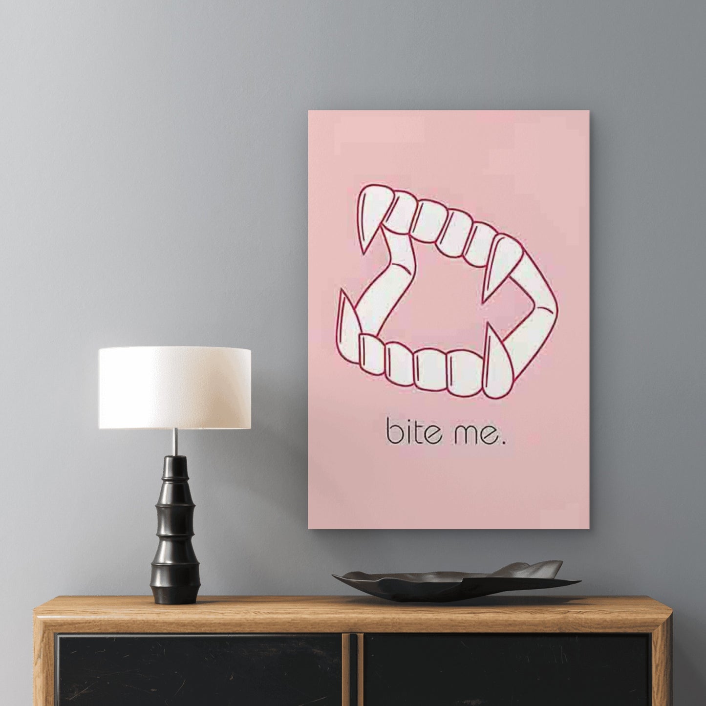 Vampire Bite Gothic Bite Me 40x60cm Metal Print Ready to Hang - Bella Home Decor