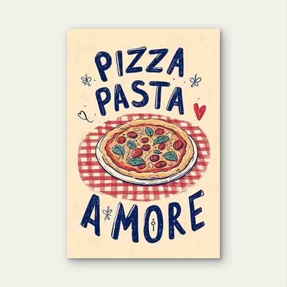 Pizza Pasta & Italian Phrases PIZZA PASTA PASTA & AMOR Metal Print Ready to Hang
