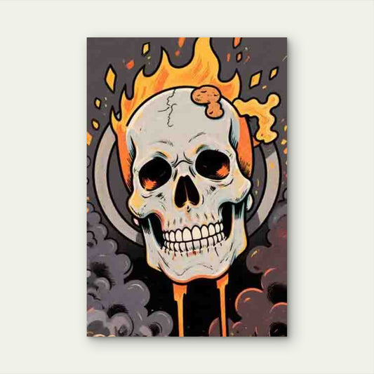 Skull-Themed Abstract Art Style 60x90cm Metal Print Ready to Hang - Bella Home Decor