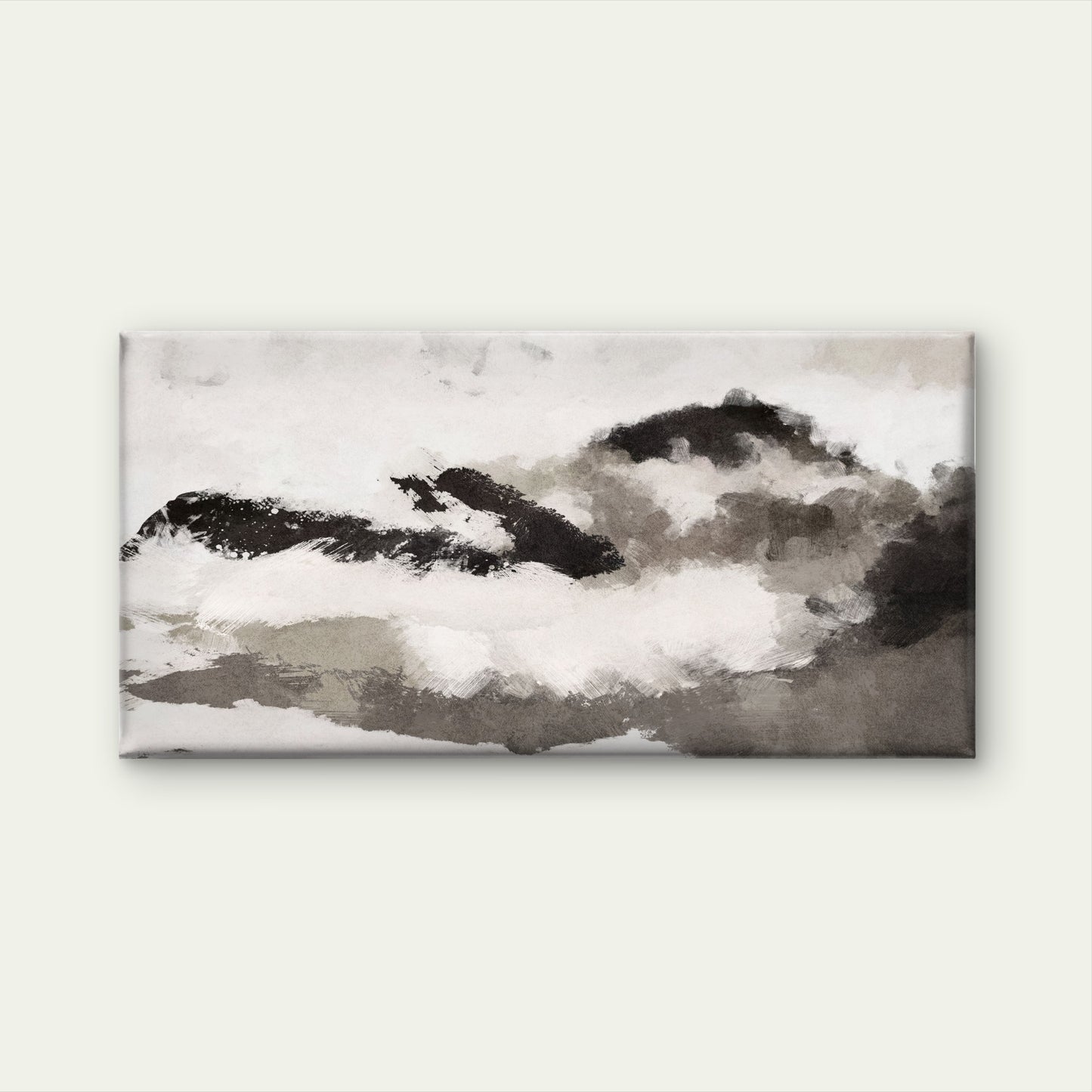 Black White Abstract Painting Wall Art Canvas Office Home Room Framed 120x60cm
