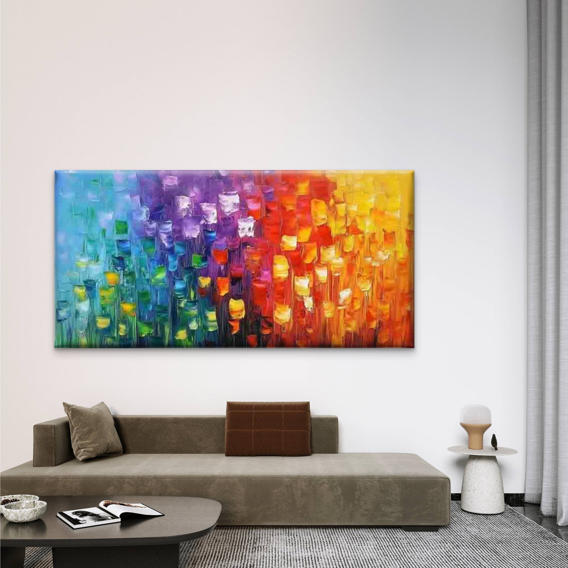 Abstract Brush Strokes Wall Art Canvas Office Home Room Framed 120x60cm - Bella Home Decor