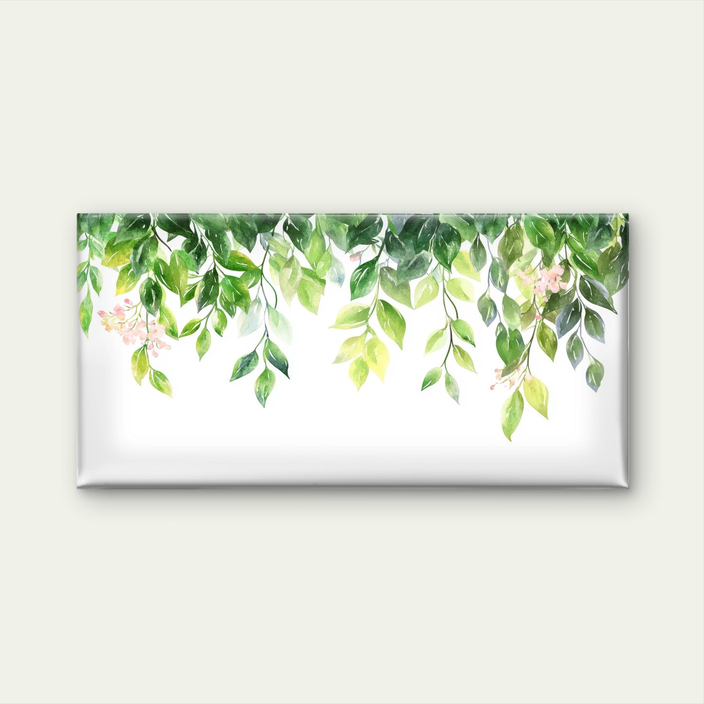 Watercolor Green Leaf Foliage Wall Art Canvas Office Home Framed 120x60cm