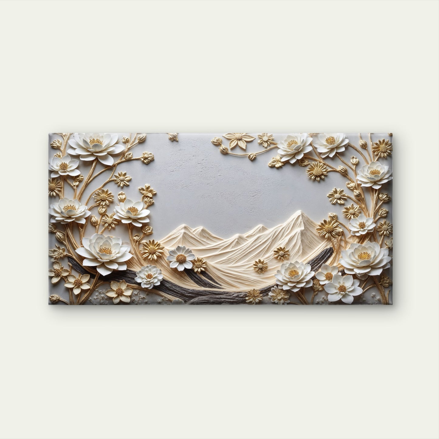 Lotus Gold Mountain Wall Art Canvas Office Home Room Framed 120x60cm