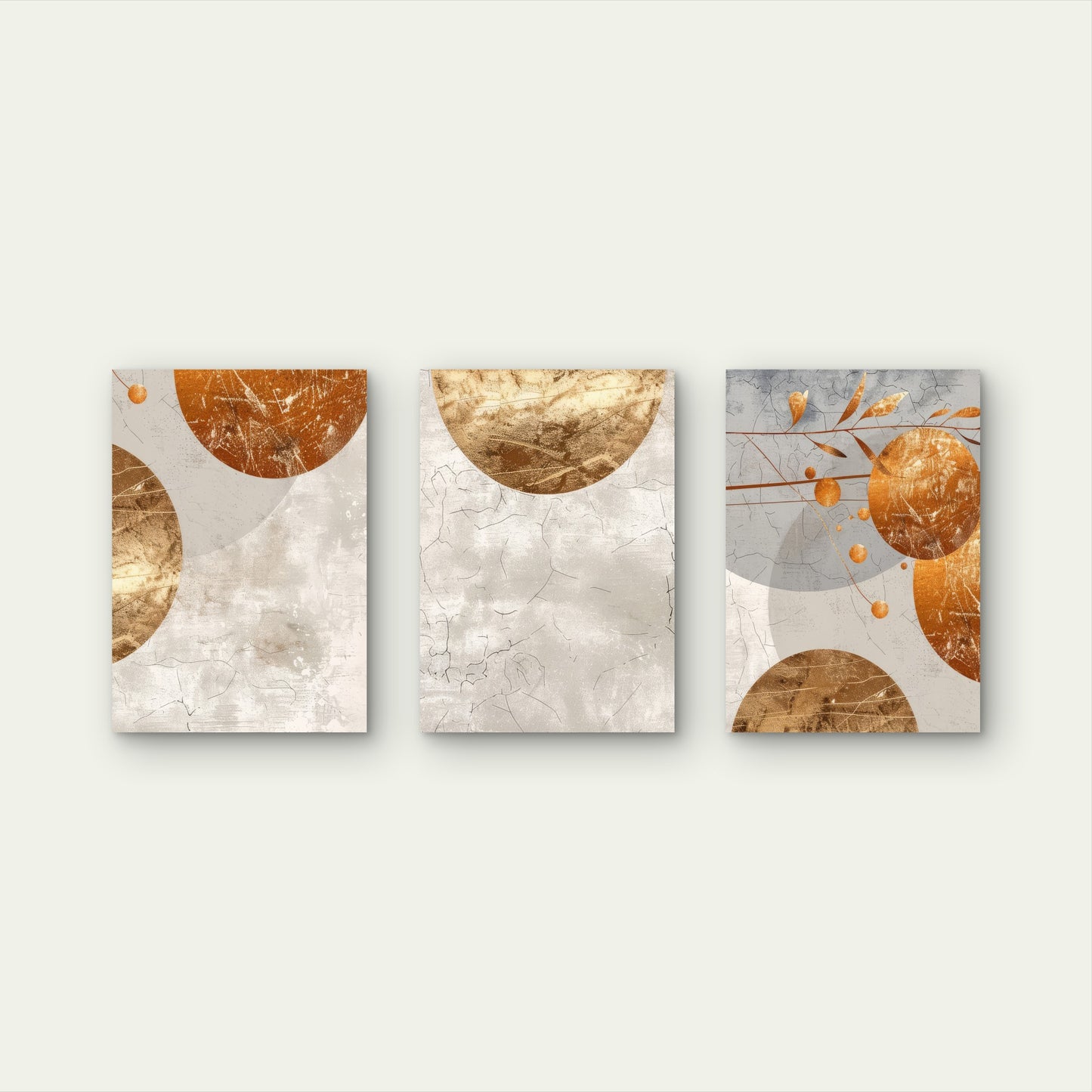 3pcs Modern Mid Century Moon Boho Oran Wall Art Set Canvas Framed 60x90cm - High Quality Print 100% Australian Made Wall Canvas Ready to Hang