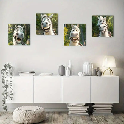 4pcs  Angry Horse Picture Wall Art Canvas Framed