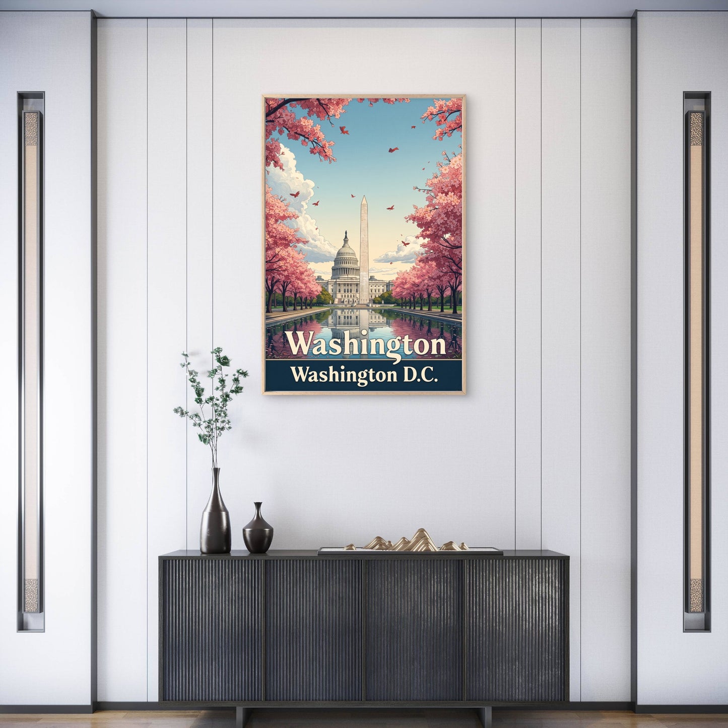 Washington D.C. Cherry Blossoms In Spring Travel Poster Print Wall Art