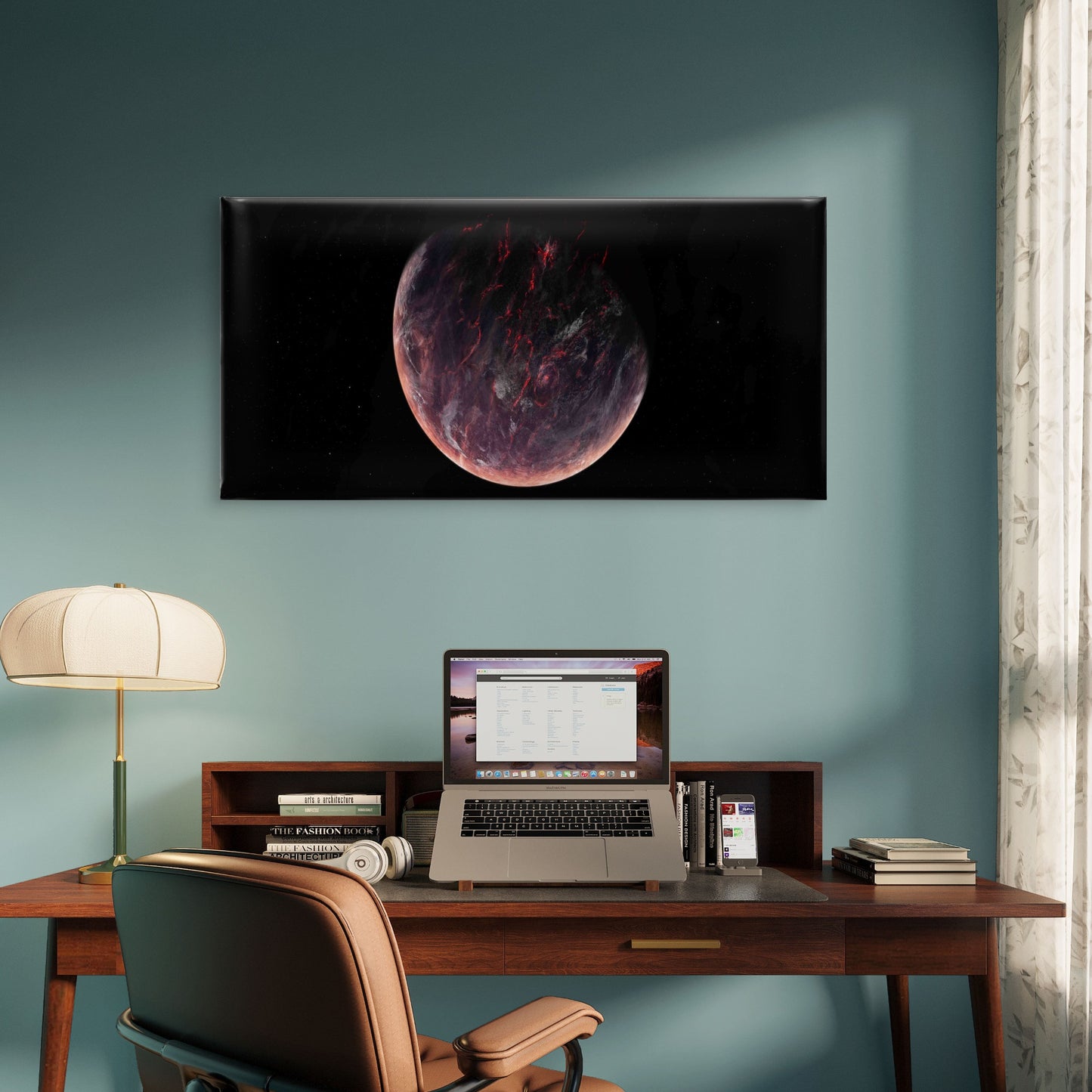 Volcanic Lava Planet Space Wall Art Canvas Office Home Room Framed 120x60cm