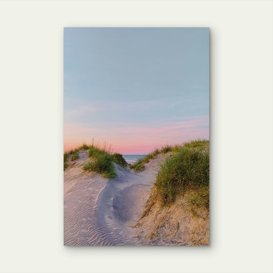 Serene View Of Sand Dunes At The Beach During Sunset 60x90cm Metal Print Ready to Hang
