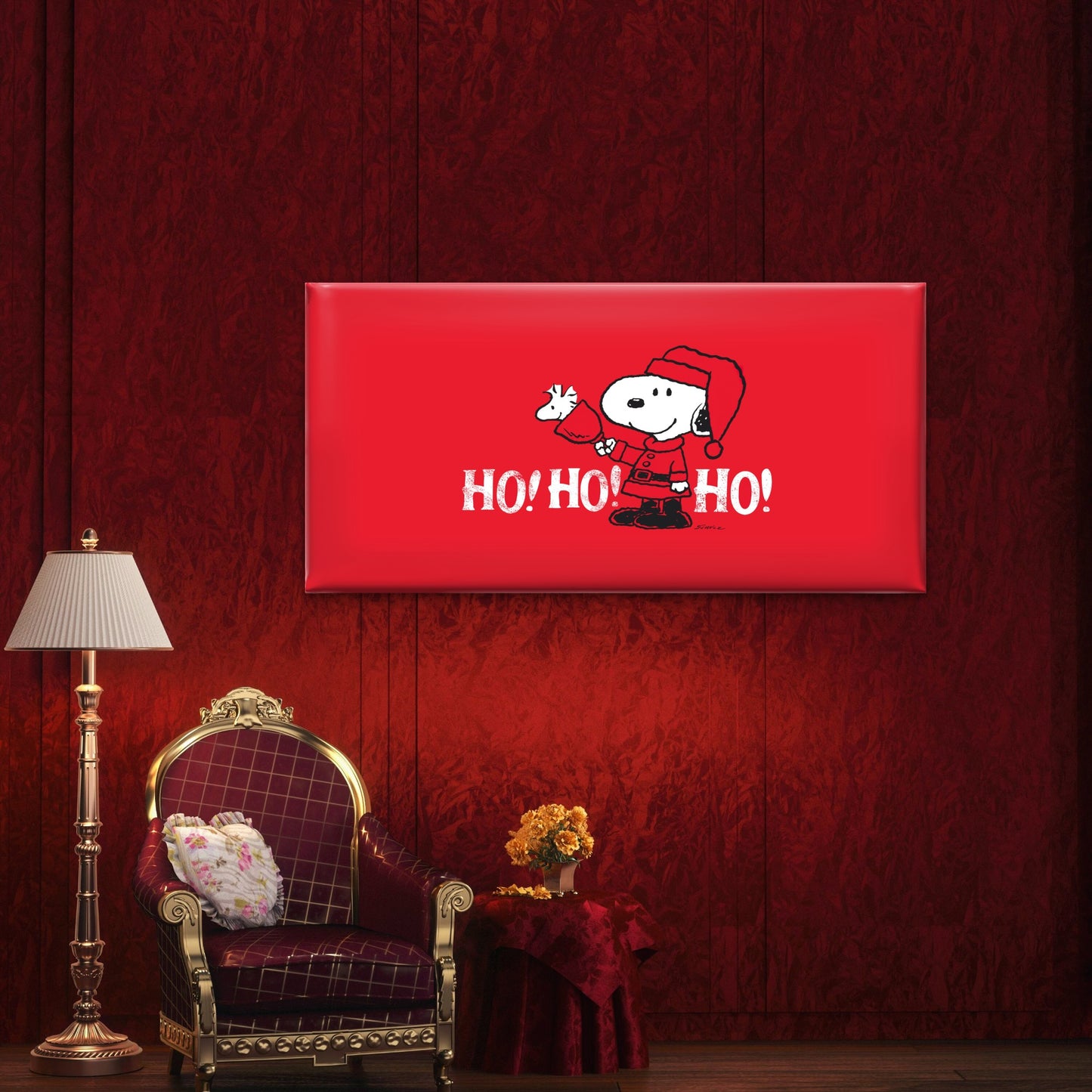 Snoopy Santa Ho Ho Ho Wall Art Canvas Office Home Room Framed 120x60cm