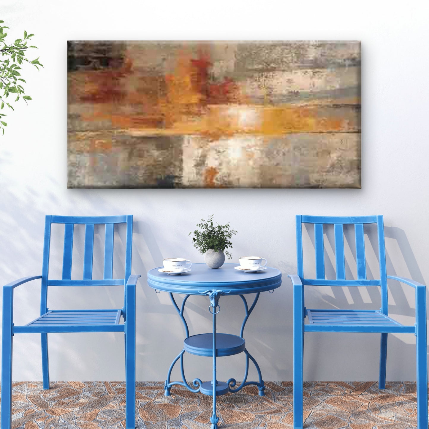 Abstract Warm Earth Tones Wall Art Canvas Office Home Room Framed 120x60cm