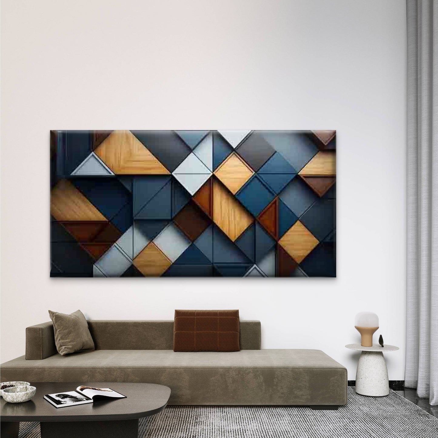 Abstract Geometric Wall Art Canvas Office Home Room Framed 120x60cm