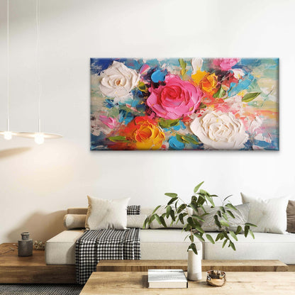 Colorful Rose Flower Wall Art Canvas Office Home Room Framed 120x60cm