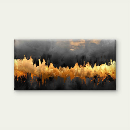 Midnight Gilded Horizon Wall Art Canvas Office Home Room Framed 120x60cm - Bella Home Decor