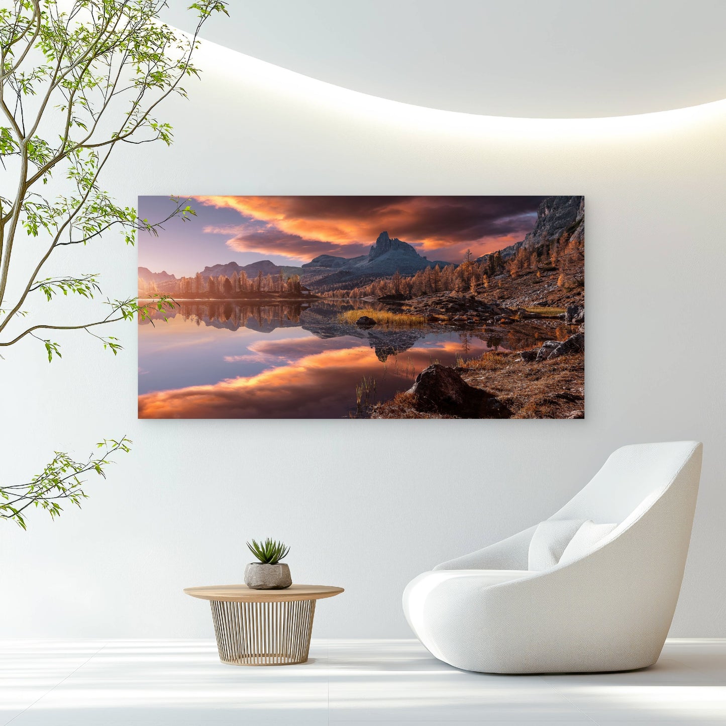 Vibrant Sunset Mountain Lake Wall Art Canvas Office Home Room Framed 120x60cm