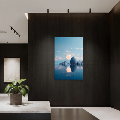 Futuristic Moon Background 60x90cm Metal Print Ready to Hang - Bella Home Decor