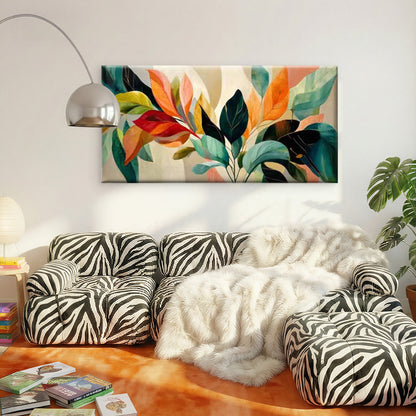 Colorful Abstract Autumn Leaves Wall Art Canvas Office Home Room Framed 120x60cm - Bella Home Decor