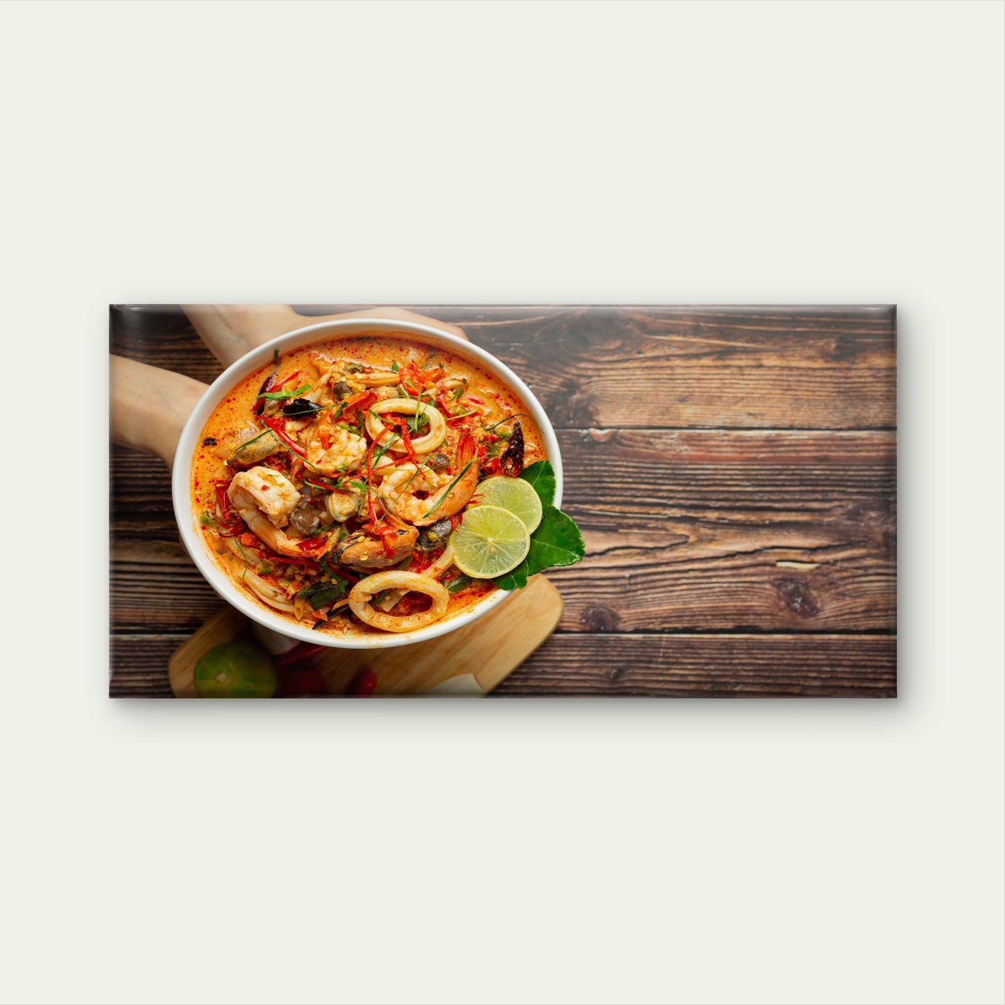 Spicy Thai Seafood Soup Wall Art Canvas Office Home Room Framed 120x60cm