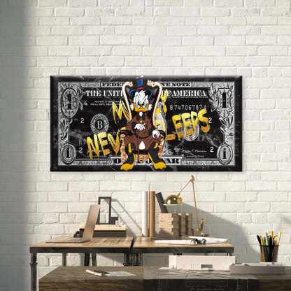 Wealthy Bird Cash Bill Wall Art Canvas Office Home Room Framed 120x60cm - Bella Home Decor