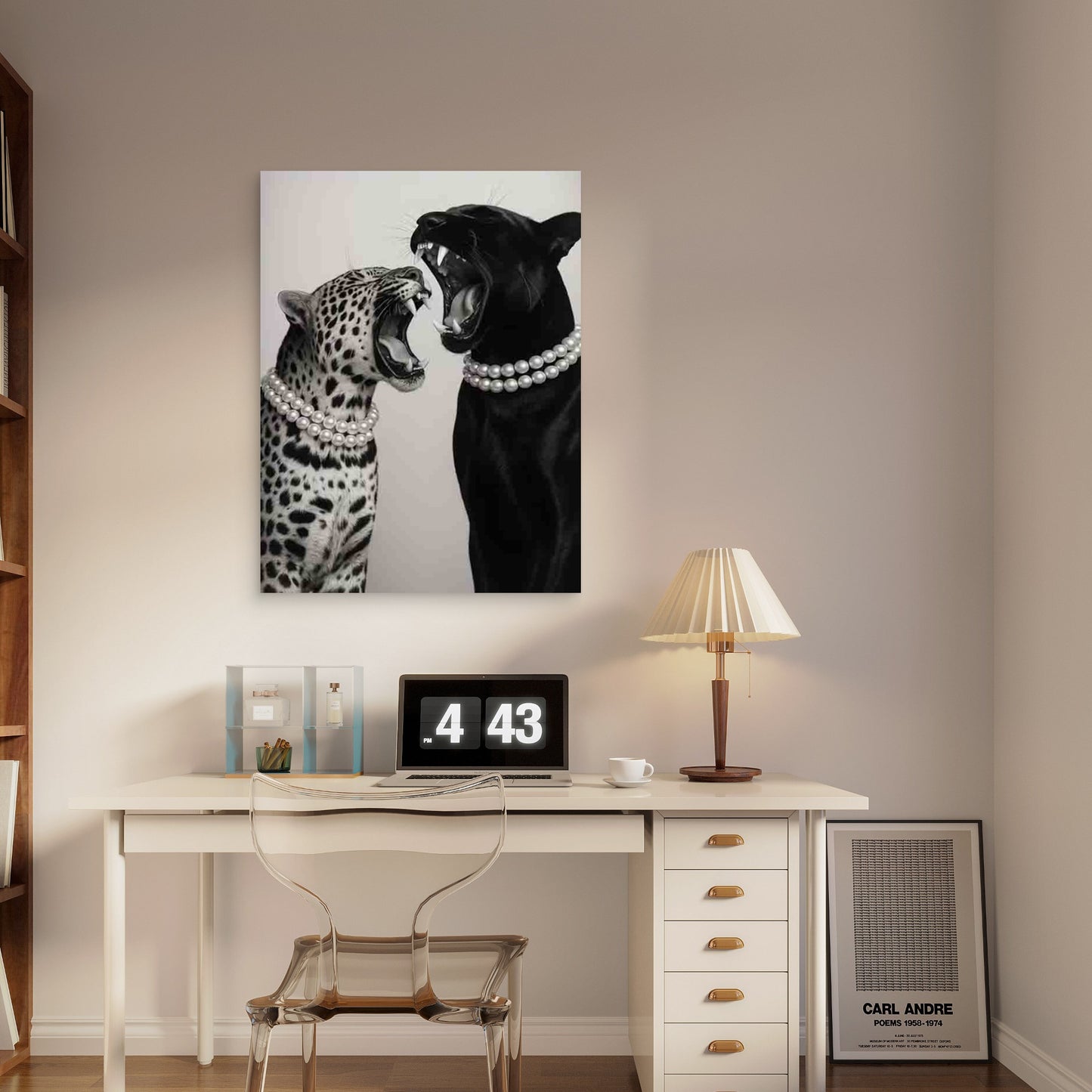 Retro Jaw-Wide Leopards 40x60cm Metal Print Ready to Hang