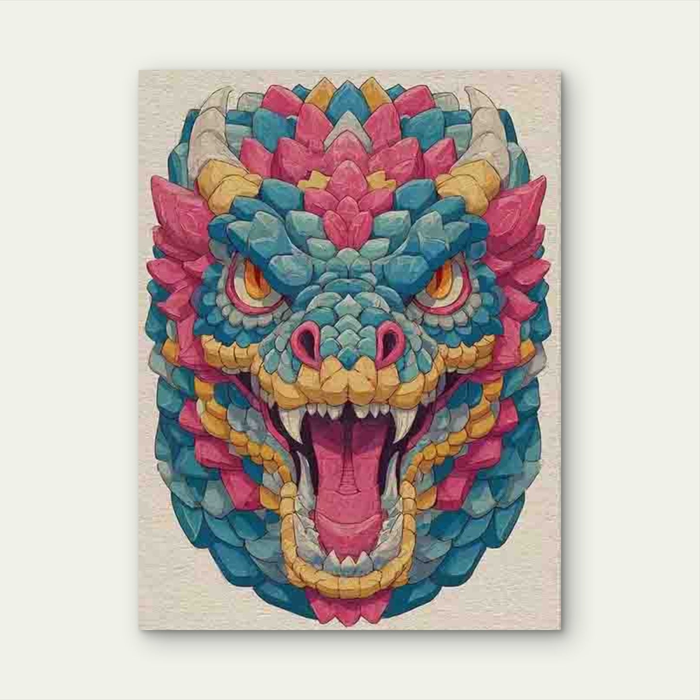 Vibrant Cartoon Hydra 60x90cm Metal Print Ready to Hang