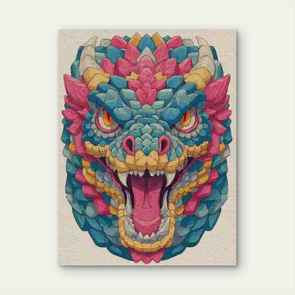 Vibrant Cartoon Hydra 60x90cm Metal Print Ready to Hang