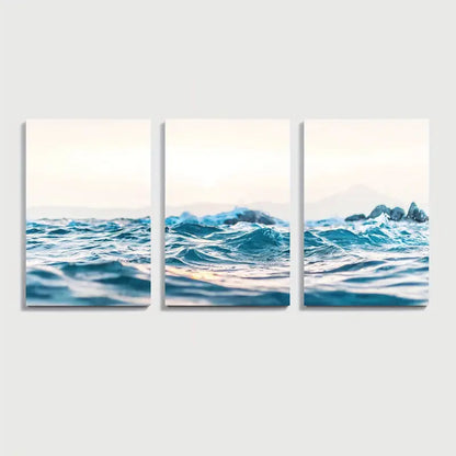 3pcs Coastal Ocean Sunset Seascape Wall Art Set Canvas Framed 60x90cm - High Quality Print 100% Australian Made Wall Canvas Ready to Hang - Bella Home Decor