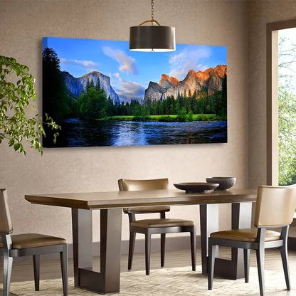 Lake Mountain National Park Nature Wall Art canvas office home room framed 120x60cm - Bella Home Decor