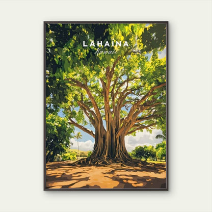 Historic Lahaina Banyan Tree in Maui Travel Poster Print Wall Art - Bella Home Decor