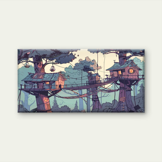 Jungle Landscape Cartoon Wall Art Canvas Office Home Room Framed 120x60cm