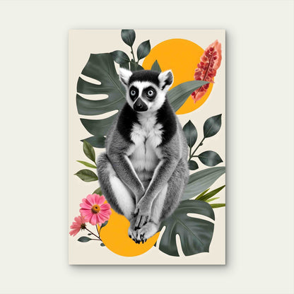 Lemur with Striking Eyes in an Artistic Background Metal Print Ready to Hang