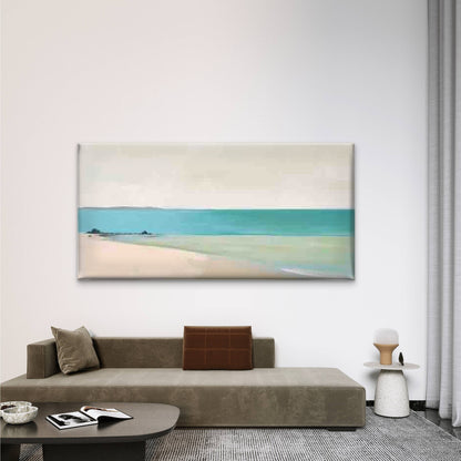 Coastal Beach Painting Wall Art Canvas Office Home Room Framed 120x60cm