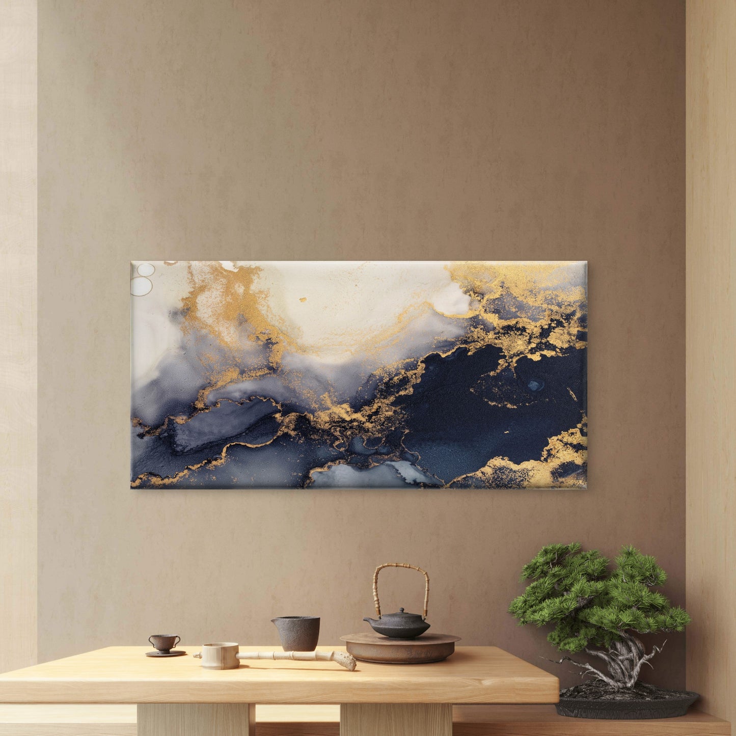 Swirls of Gilded Marble Wall Art Canvas Office Home Room Framed 120x60cm - Bella Home Decor