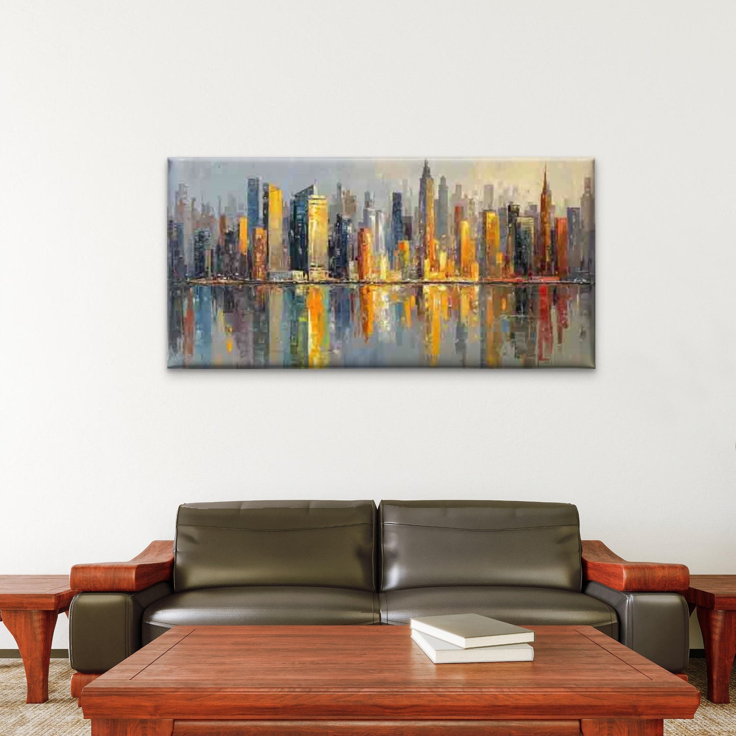 Urban Skyline, Golden Sunset Wall Art Canvas Office Home Room Framed 120x60cm - Bella Home Decor