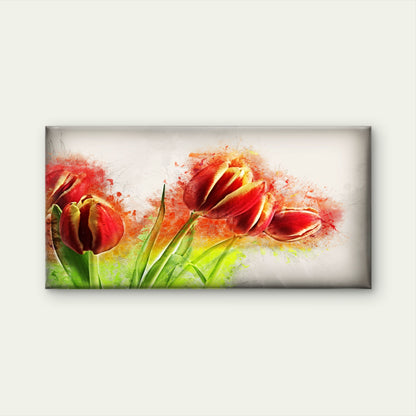 Vibrant Red Tulip Flowers Wall Art Canvas Office Home Room Framed 120x60cm