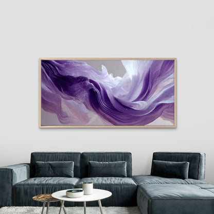 Purple & White Marbled Abstract Wall Art Canvas Office Home Room Framed 120x60cm