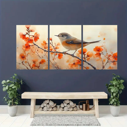 3pcs Wren Bird Watercolor Art Metal Print Ready to Hang Art