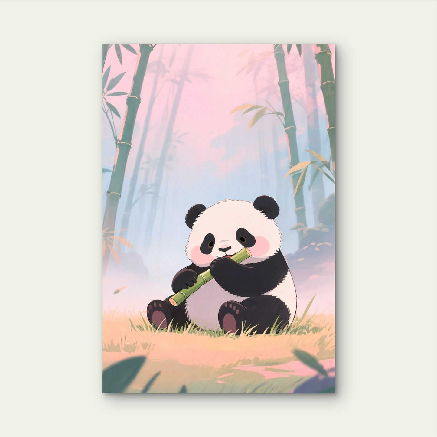 Panda Wild Animal Bamboo Abstract 40x60cm Metal Print Ready to Hang
