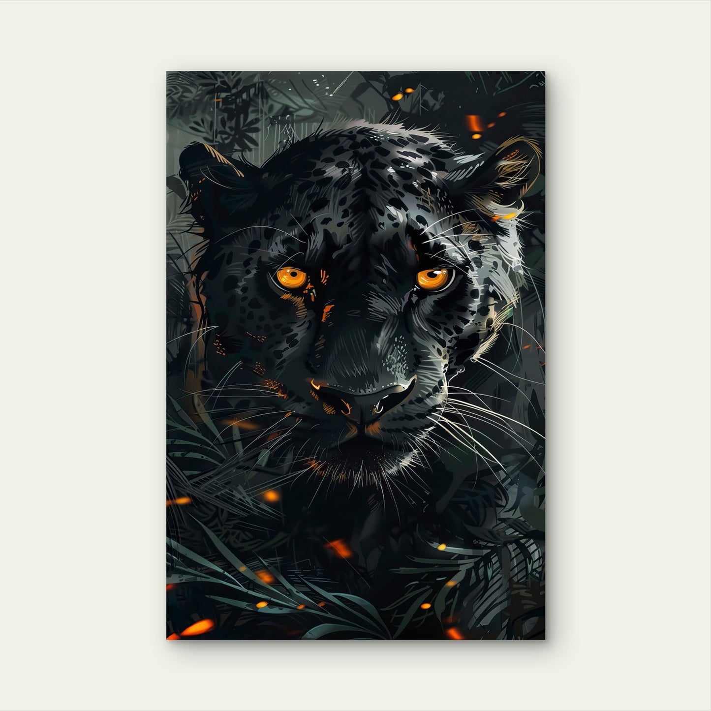 Black Panther Yellow Eyes Jungle Art 40x60cm Metal Print Ready to Hang