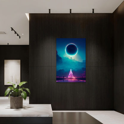 Eclipse From Futuristic City 60x90cm Metal Print Ready to Hang - Bella Home Decor