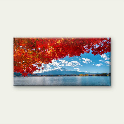 Mount Fuji Reflected in Lake Wall Art Canvas Office Home Room Framed 120x60cm