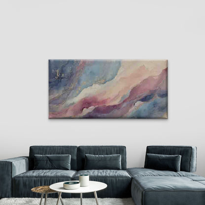 Abstract Blue & Pink Ink Flow Wall Art Canvas Office Home Room Framed 120x60cm - Bella Home Decor