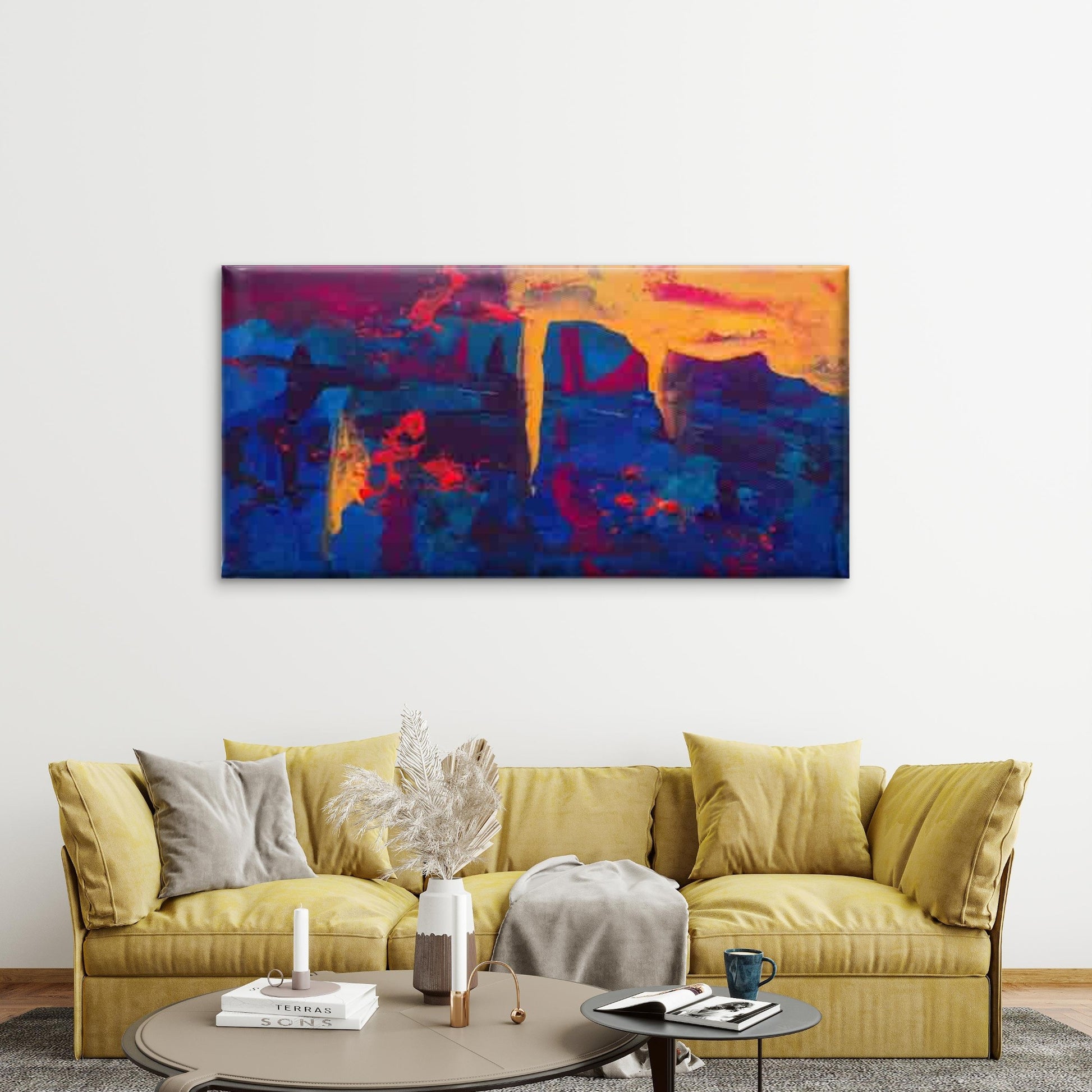 Featuring Abstract Color Splash Wall Art Canvas Office Home Room Framed 120x60cm - Bella Home Decor