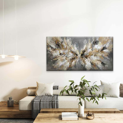 Abstract Beige, Black, White, Wall Art Canvas Office Home Room Framed 120x60cm - Bella Home Decor