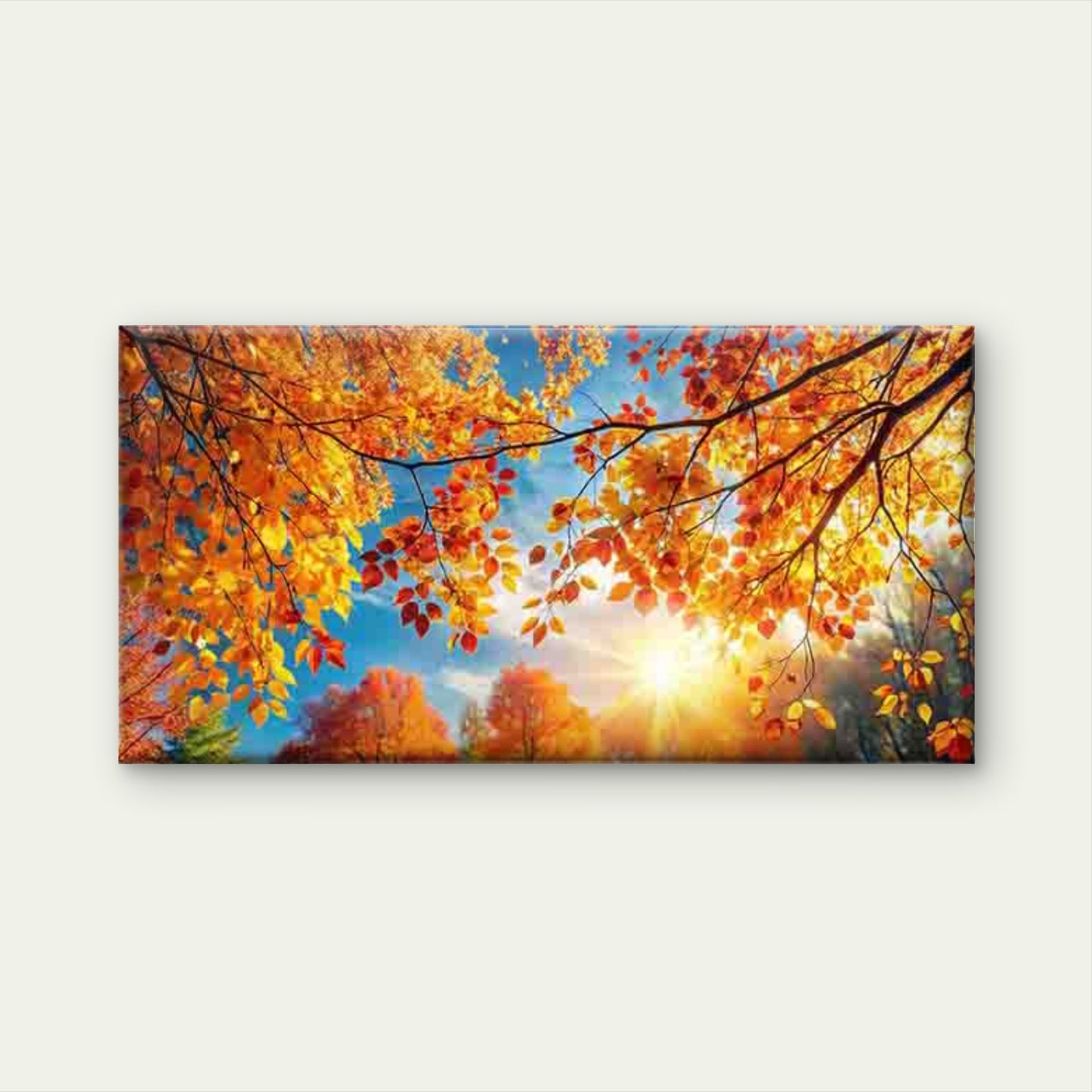 Autumn Leaves Illuminated Wall Art Canvas Office Home Room Framed 120x60cm - Bella Home Decor