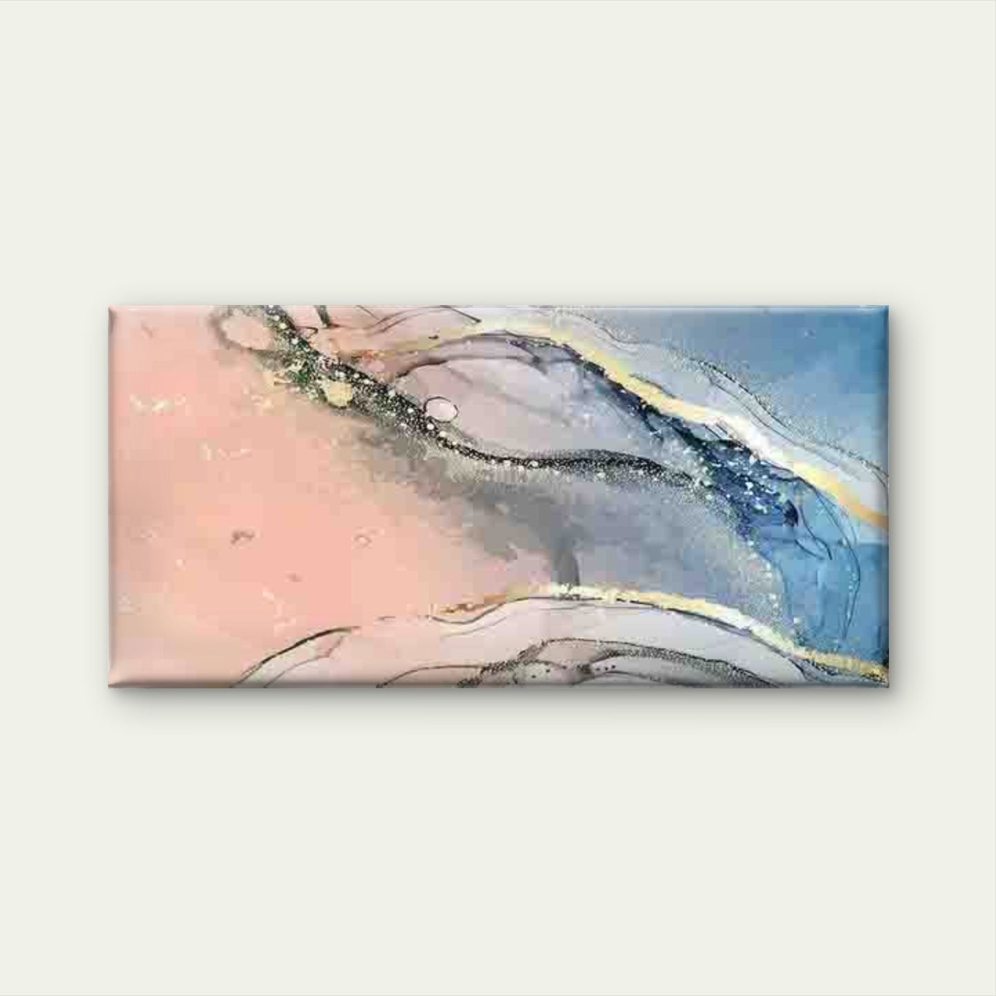 Abstract Blue And Pink Fluid Wall Art Canvas Office Home Room Framed 120x60cm - Bella Home Decor