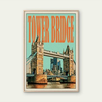 Tower Bridge London Vintage UK England Travel Poster Print Wall Art