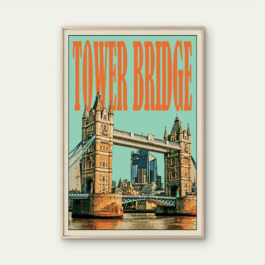 Tower Bridge London Vintage UK England Travel Poster Print Wall Art
