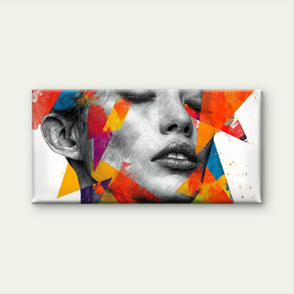 Abstract Face Featuring Bright Wall Art Canvas Office Home Room Framed 120x60cm